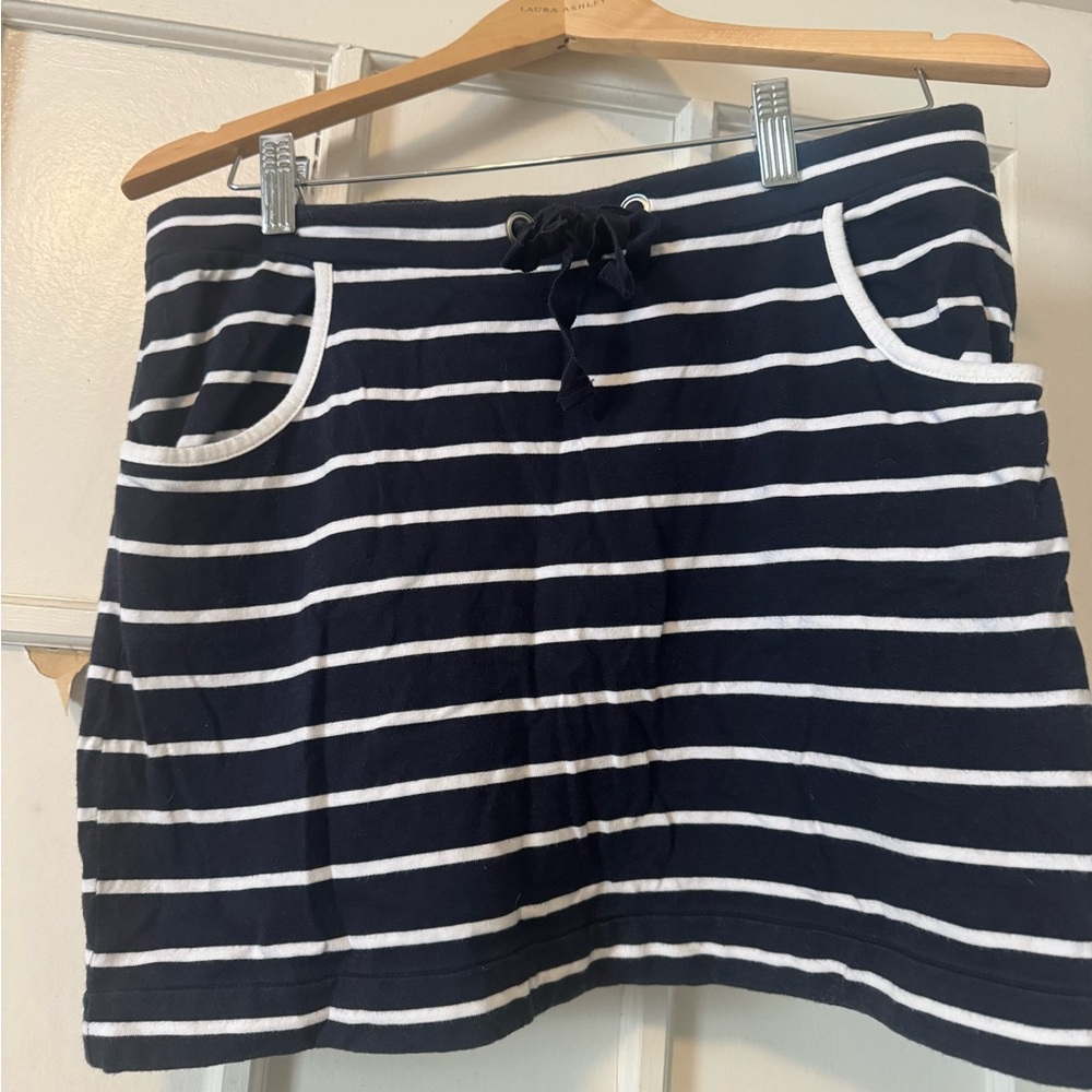Nautica Navy and White Striped Casual Skirt